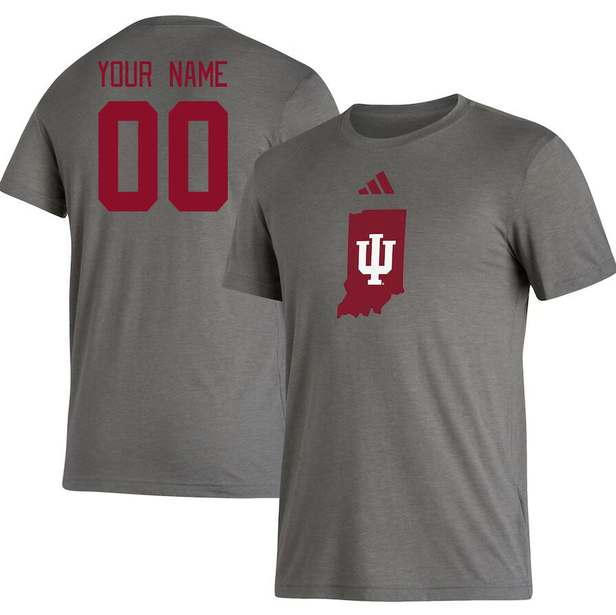 Custom Indiana Hoosiers Name And Number College Tshirt-Gray